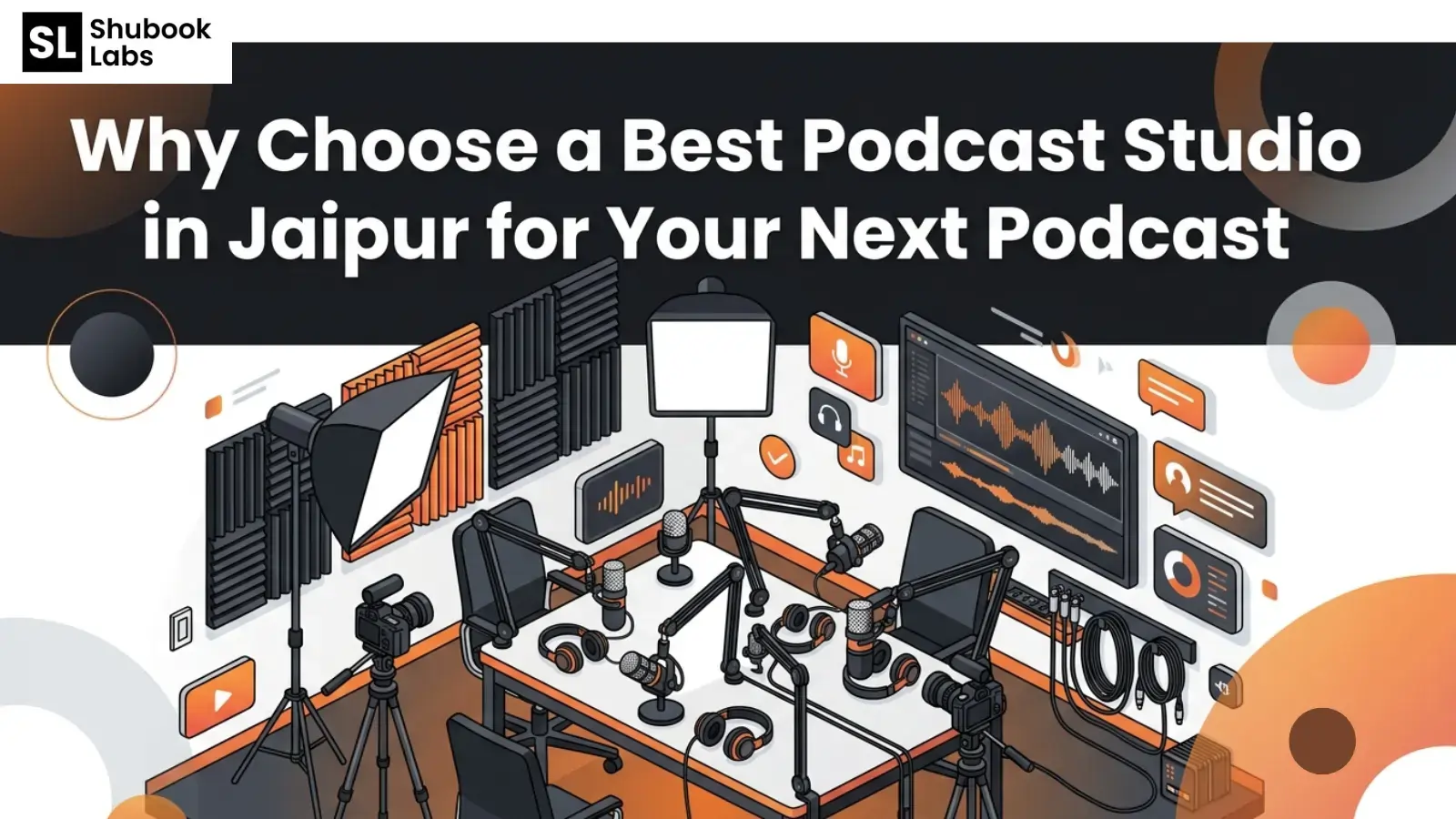 Best podcast studio in Jaipur with modern recording equipment and cinematic lighting setup